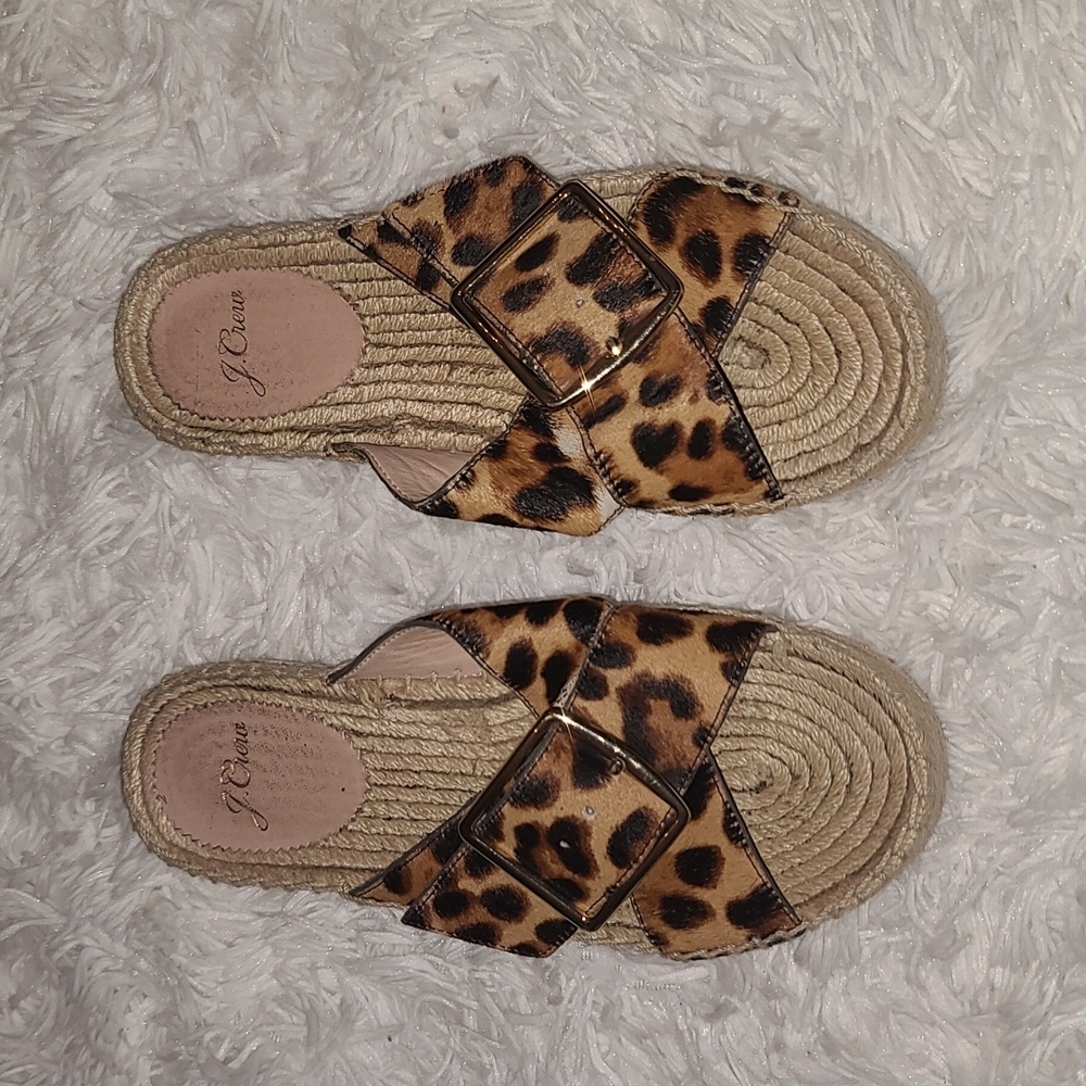J Crew | size 5.5 | leopard espadrille sandal